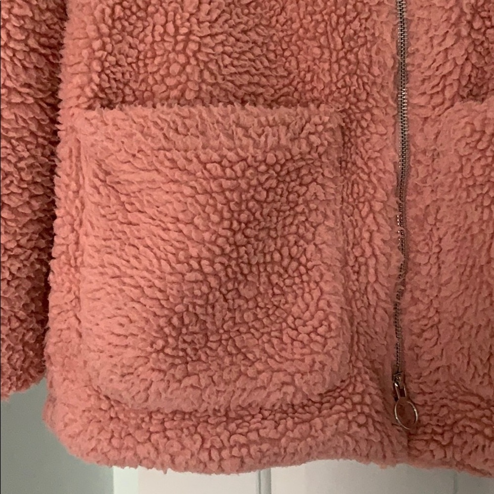 TOPSHOP Pink Teddy Coat US Size 10 - Picture 3 of 8